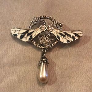 Lapel pin badge wings and hanging jewel